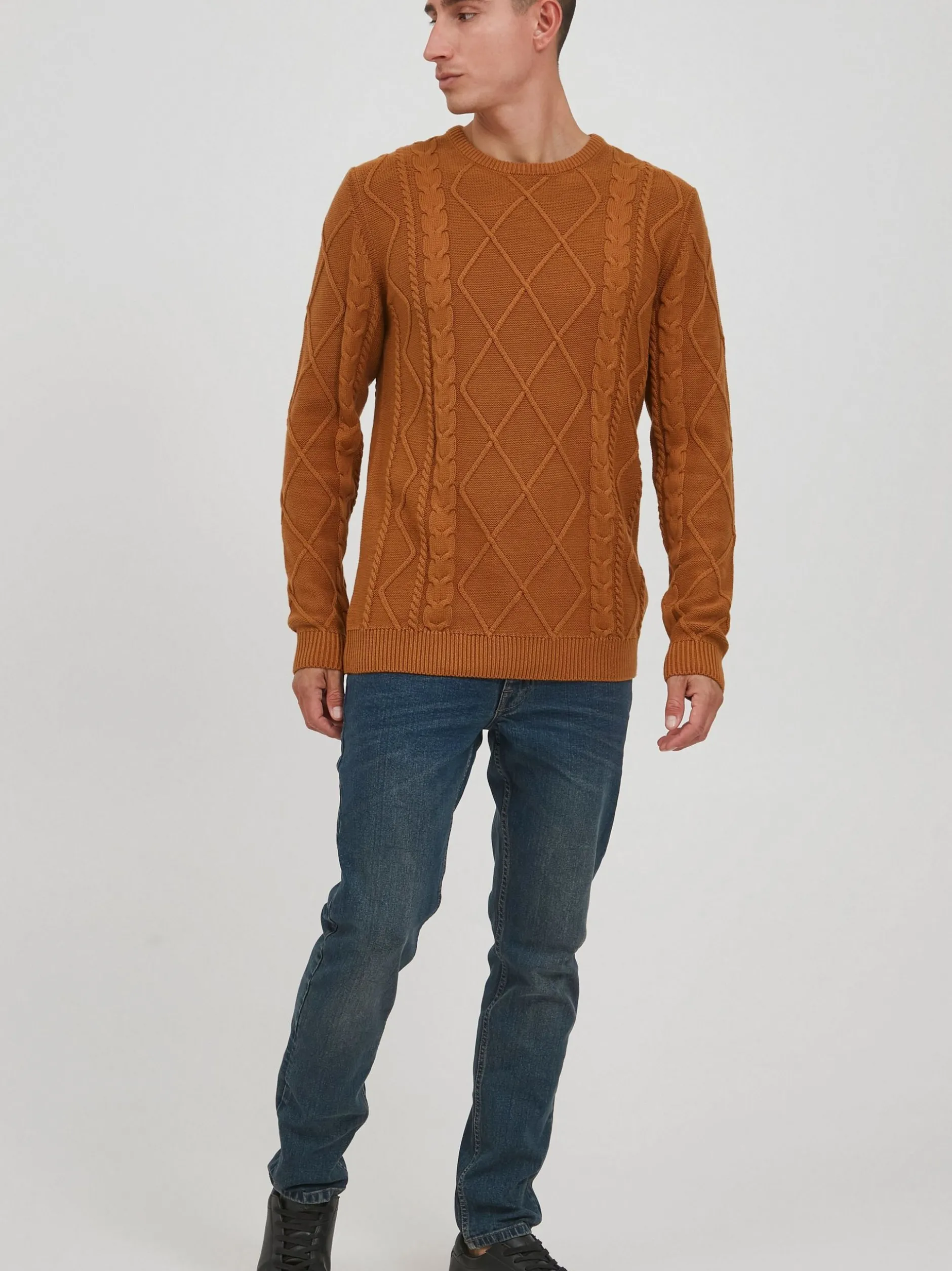 Solid Herren Strickpullover - SDTerence in braun