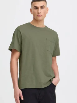 Solid Herren T-Shirt in grün - Ausschnitt: Rundhals