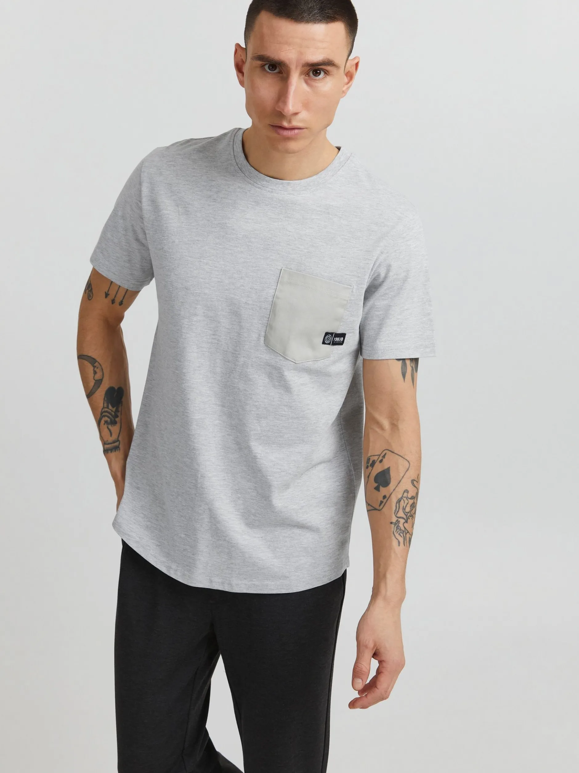 Solid Herren T-Shirt - SDBasto in hellgrau