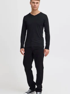 Solid Herren V-Shirt - SDBasil in schwarz