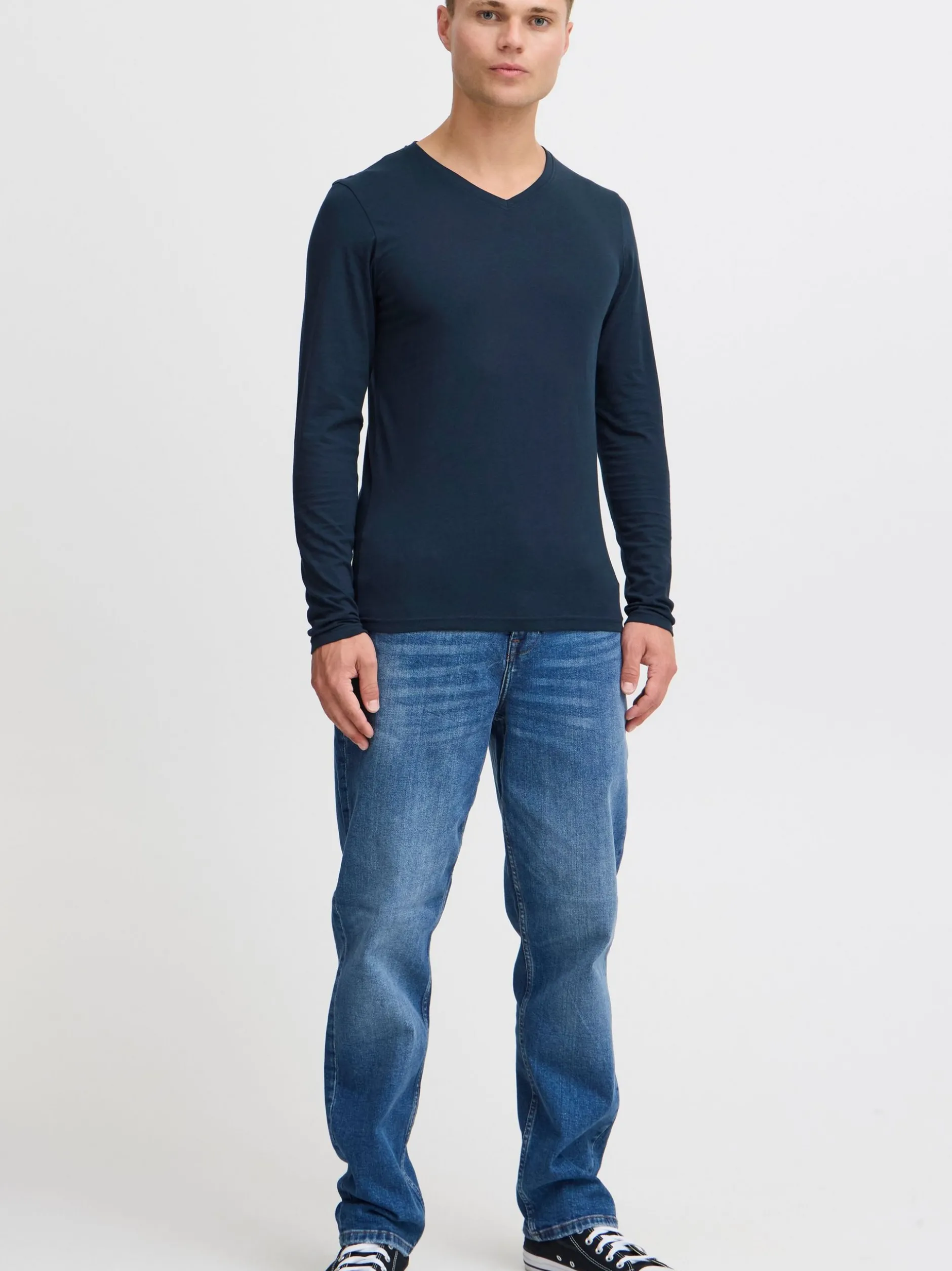 Solid Herren V-Shirt - SDBasil in blau