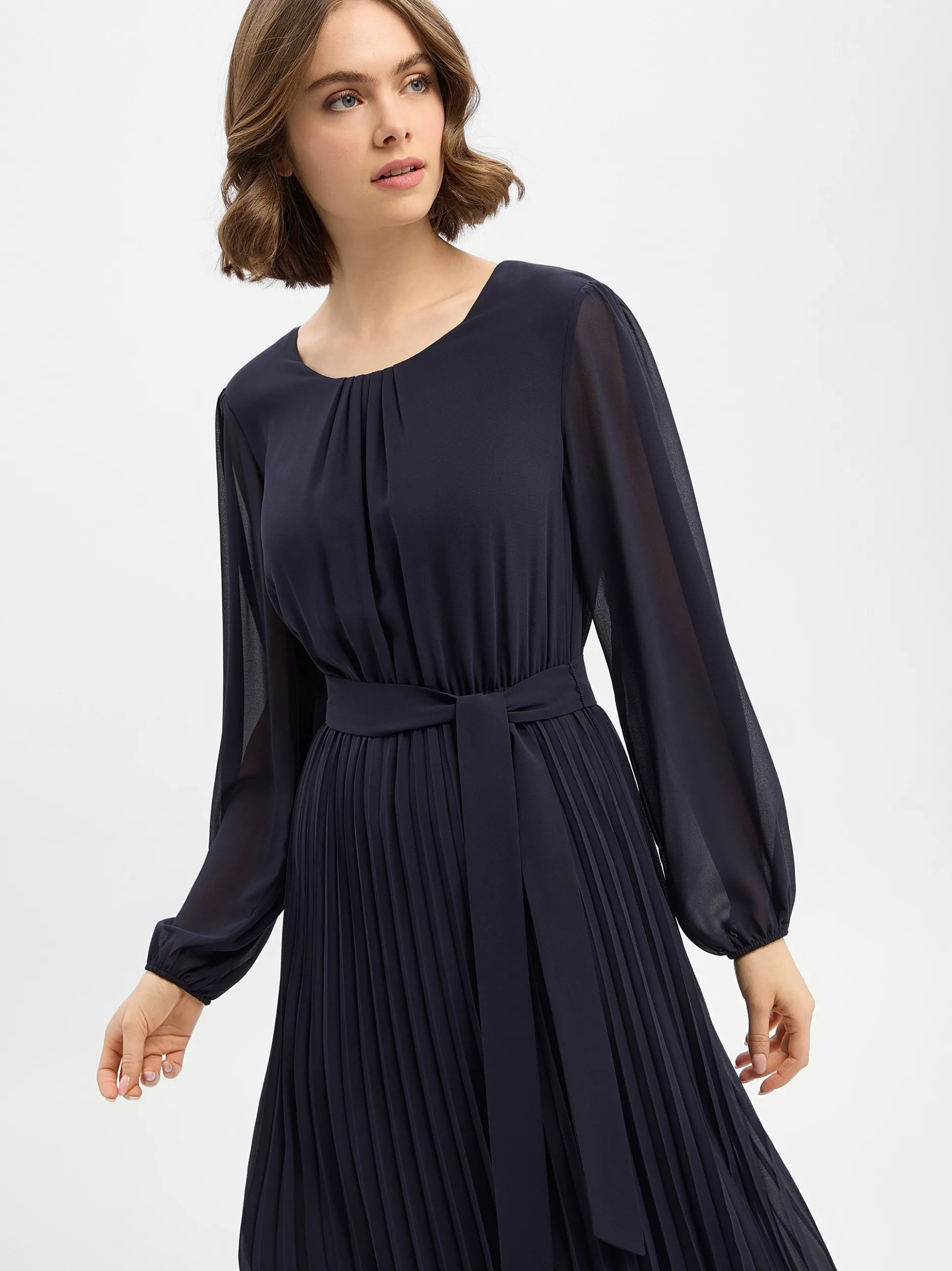 s.Oliver BLACK LABEL Damen Kleid in marine - Länge: midi