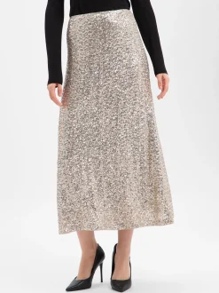 s.Oliver BLACK LABEL Damen Paillettenrock in silber