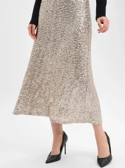 s.Oliver BLACK LABEL Damen Paillettenrock in silber