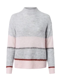 s.Oliver BLACK LABEL Damen Strickpullover mit Alpaka-Anteil in hellgrau rosa