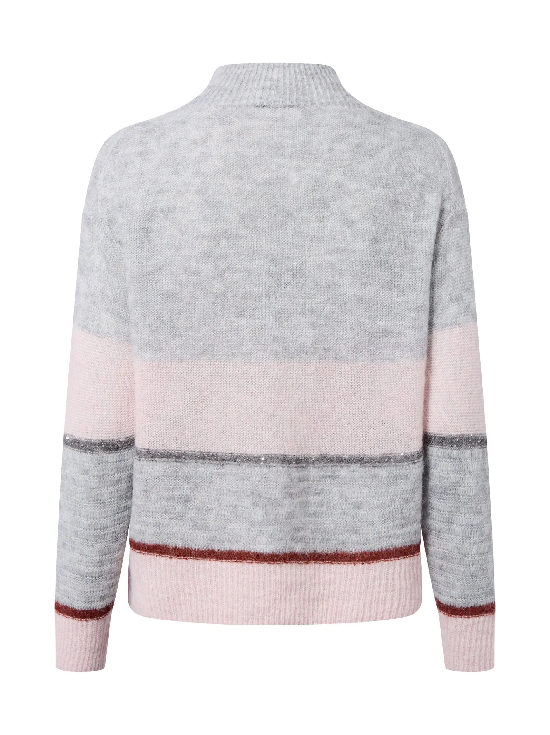 s.Oliver BLACK LABEL Damen Strickpullover mit Alpaka-Anteil in hellgrau rosa