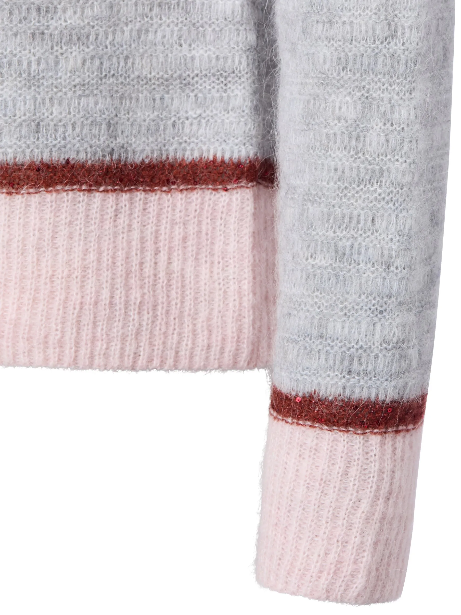 s.Oliver BLACK LABEL Damen Strickpullover mit Alpaka-Anteil in hellgrau rosa