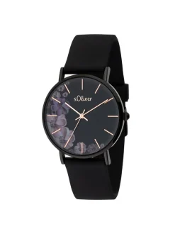 s.Oliver Damen Armbanduhr - Modern Statement in schwarz