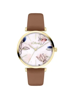 s.Oliver Damen Armbanduhr - Soft Connection in braun