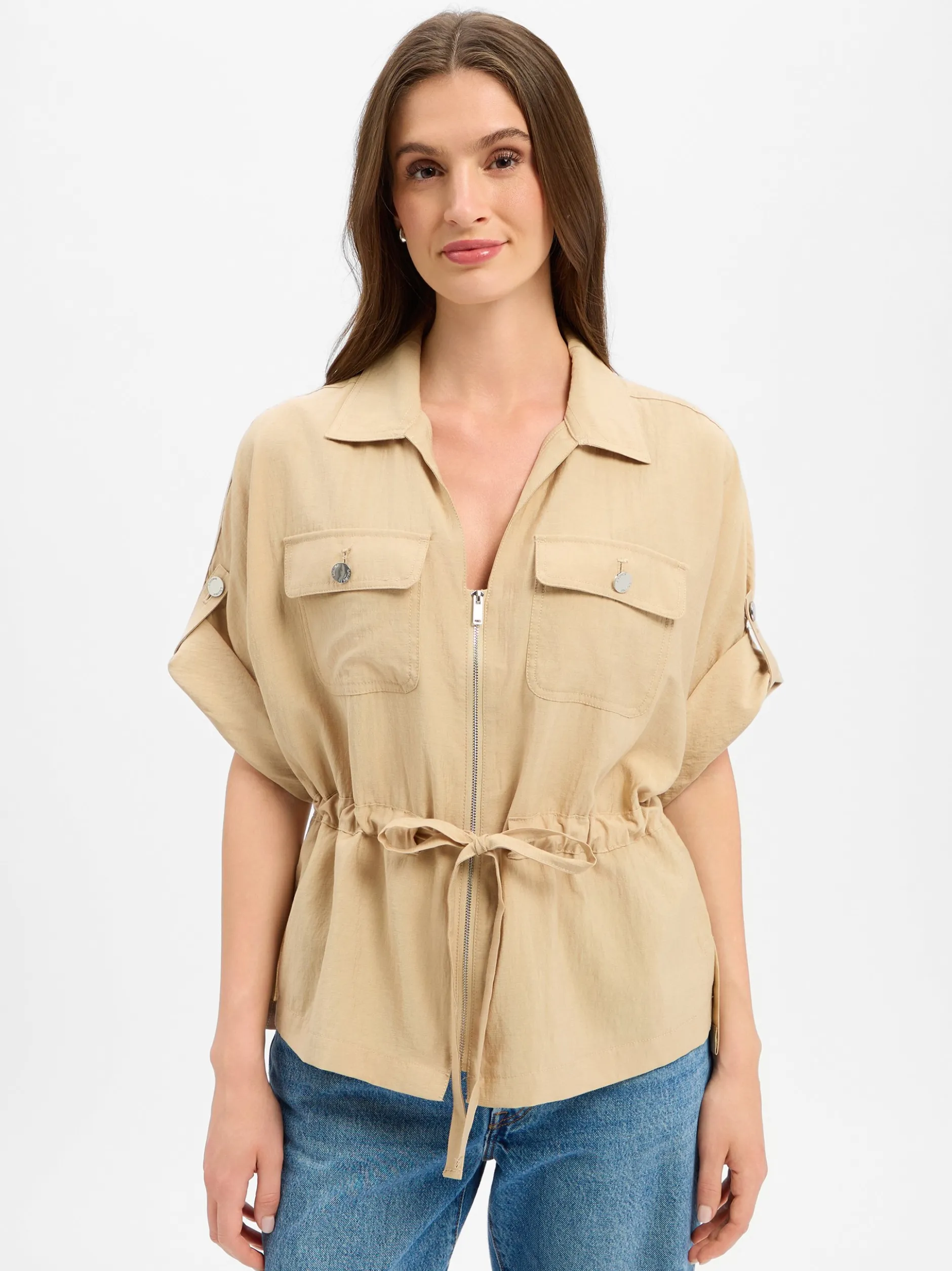 s.Oliver Damen Blazer-Jacke in melange - Ärmel: kurzarm