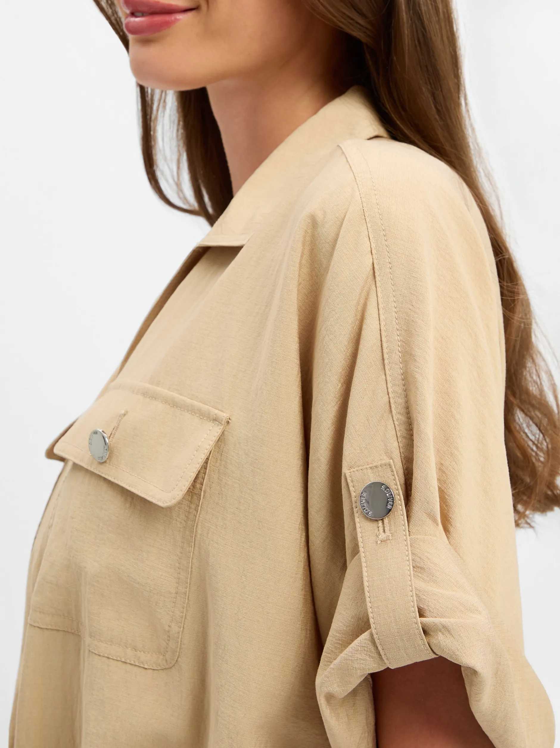 s.Oliver Damen Blazer-Jacke in melange - Ärmel: kurzarm