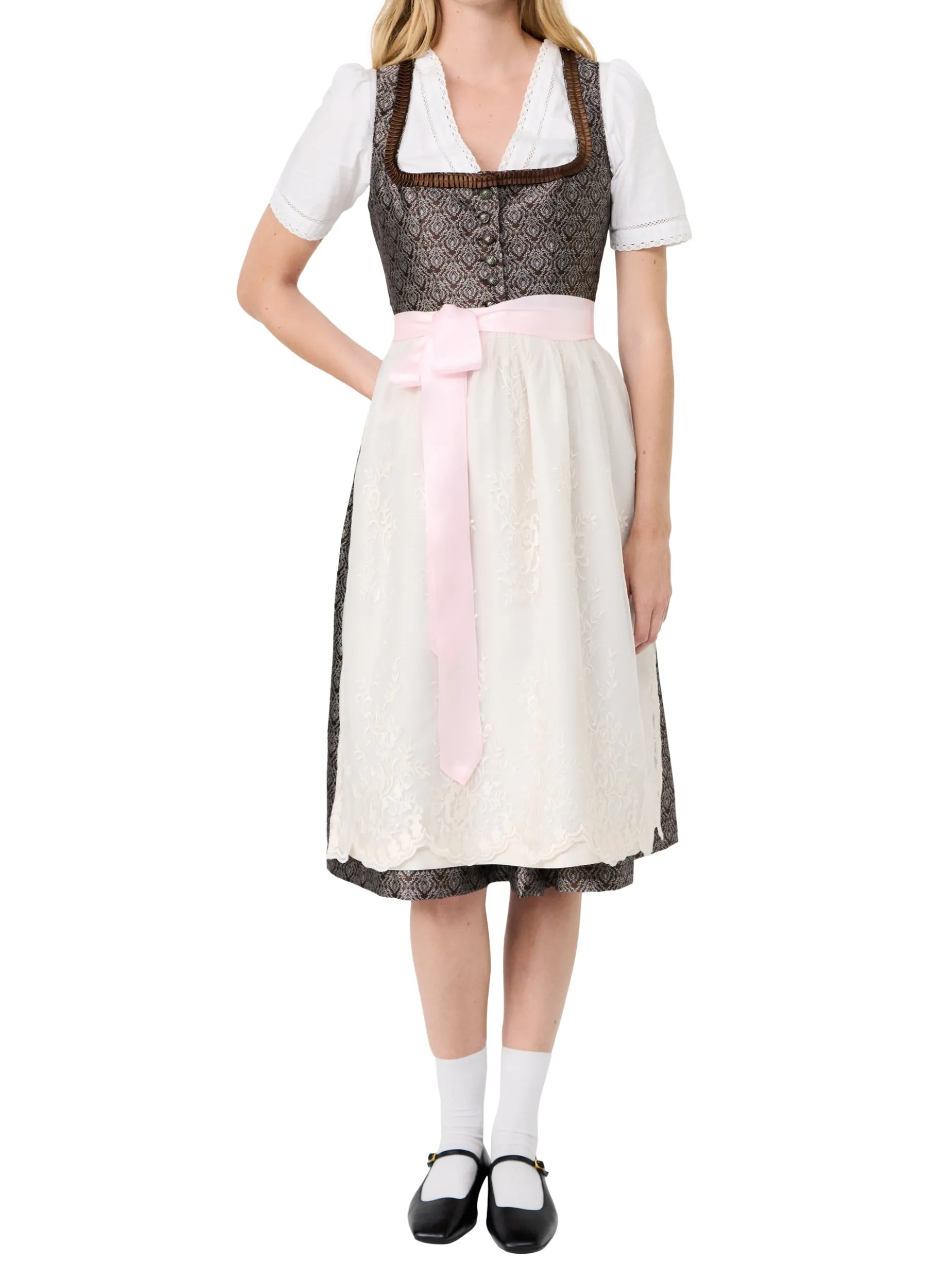s.Oliver Damen Dirndl in schoko hellgrau - Länge: midi