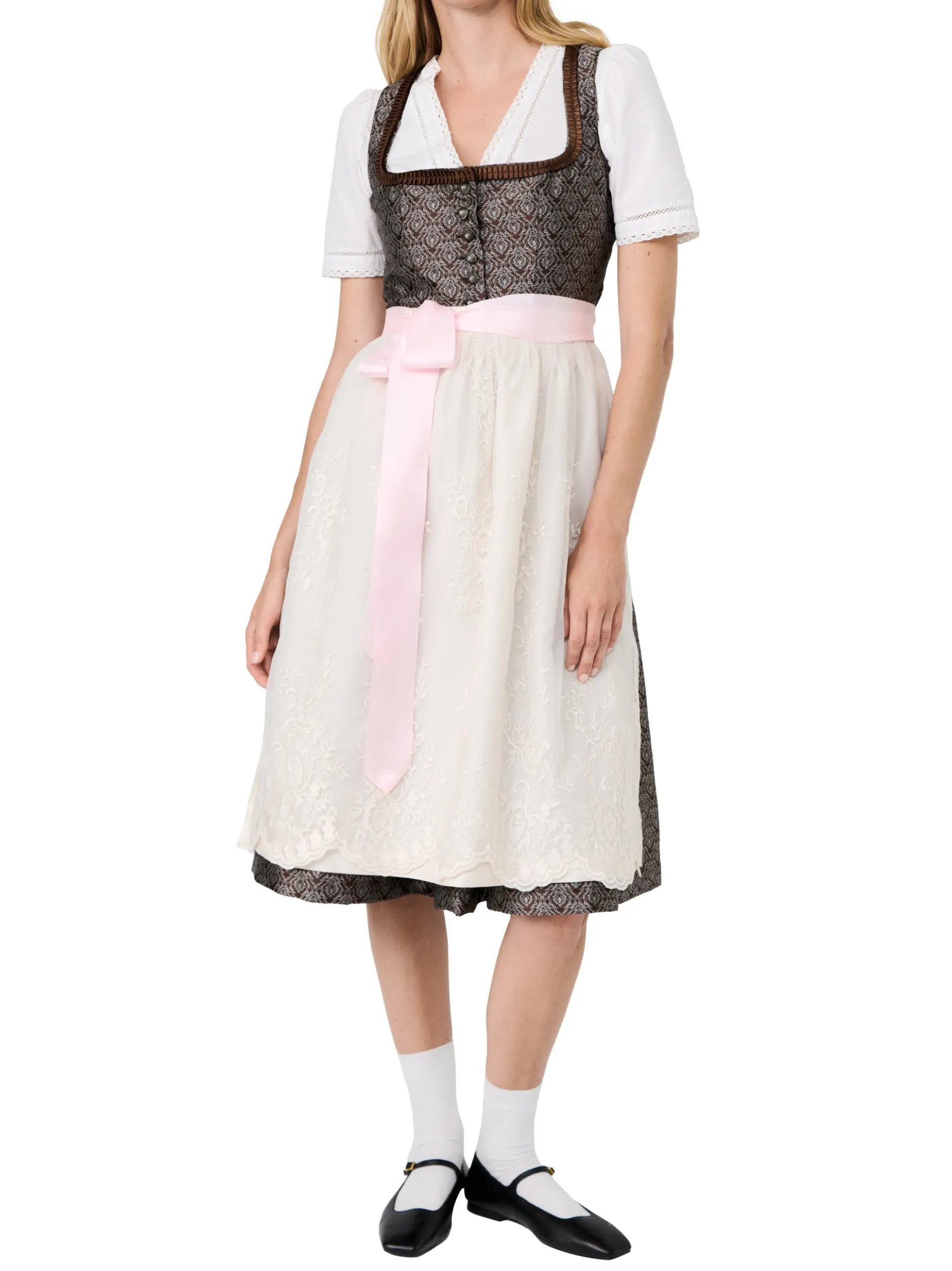 s.Oliver Damen Dirndl in schoko hellgrau - Länge: midi