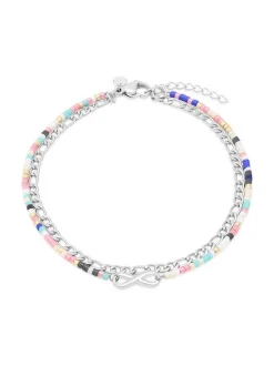 s.Oliver Damen Fußkette - mit Infinity und Schmuckperlen in silber