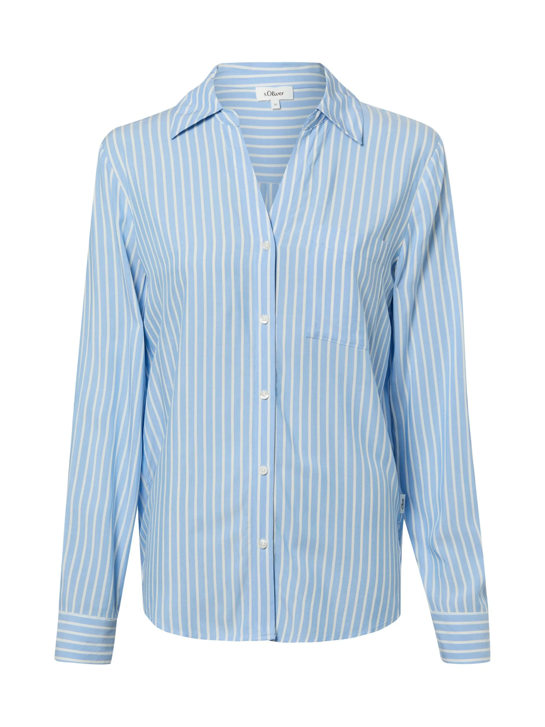 s.Oliver Damen Hemdbluse in hellblau weiß