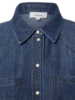 s.Oliver Damen Jeansbluse in denim - Ärmel: langarm