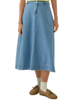s.Oliver Damen Jeansrock in light stone - Länge: midi