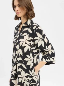 s.Oliver Damen Kleid in schwarz ecru - Ärmel: 3/4 Arm