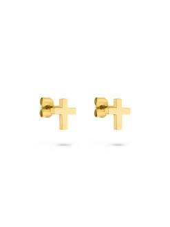 s.Oliver Damen Ohrstecker - Modern Cross in gold