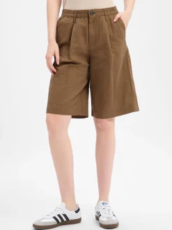 s.Oliver Damen Shorts mit Leinen-Anteil in khaki