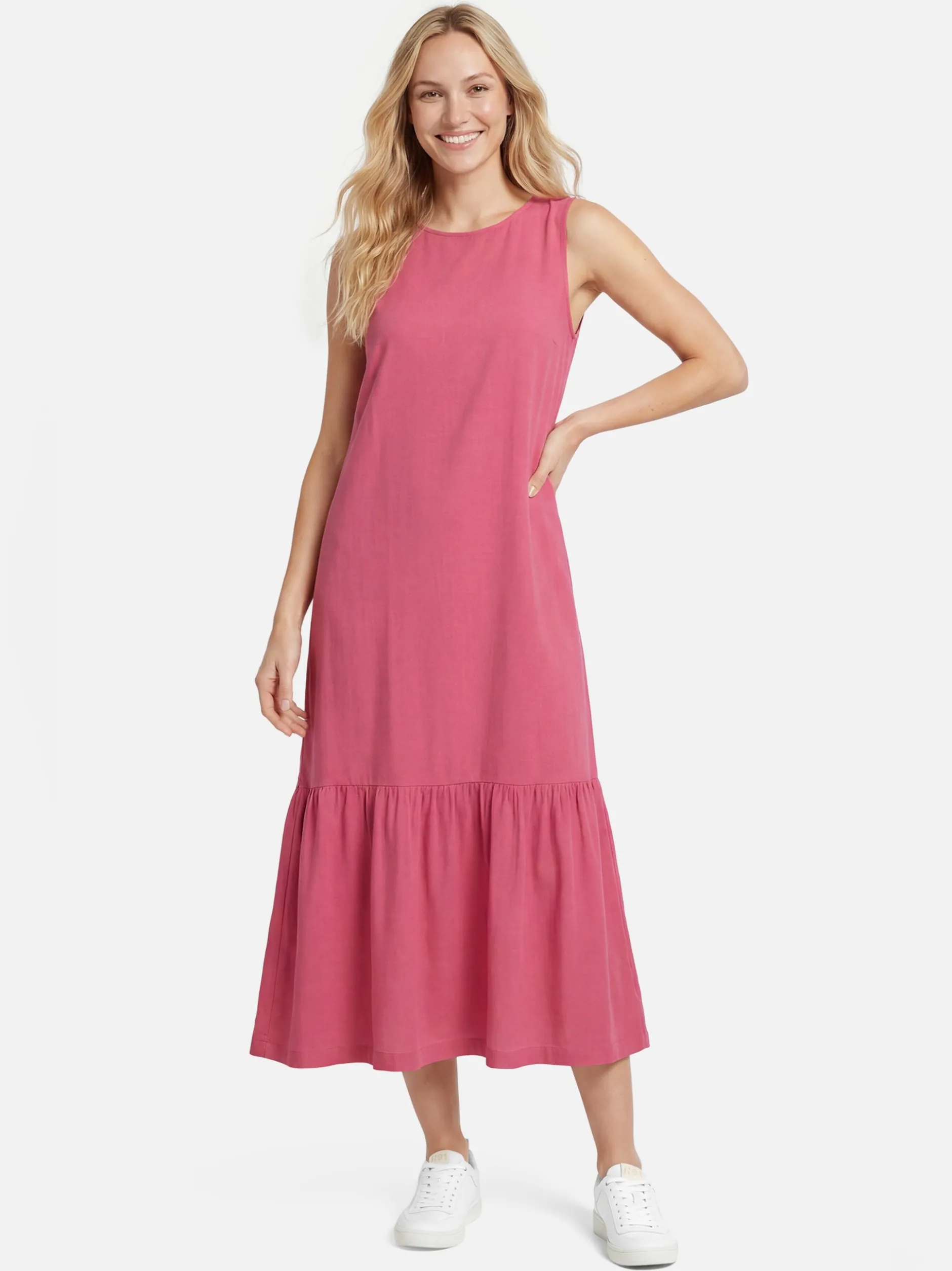 s.Oliver Damen Sommerkleid in koralle - Ärmel: ohne Arm
