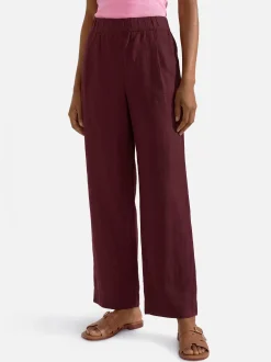 s.Oliver Damen Stoffhose mit Leinen in bordeaux
