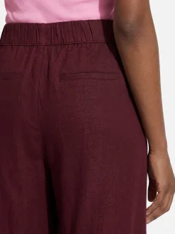 s.Oliver Damen Stoffhose mit Leinen in bordeaux
