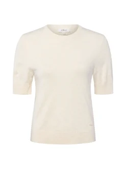 s.Oliver Damen Strickshirt in beige - Ärmel: kurzarm