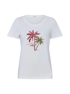 s.Oliver Damen T-Shirt in weiß - Ausschnitt: Rundhals
