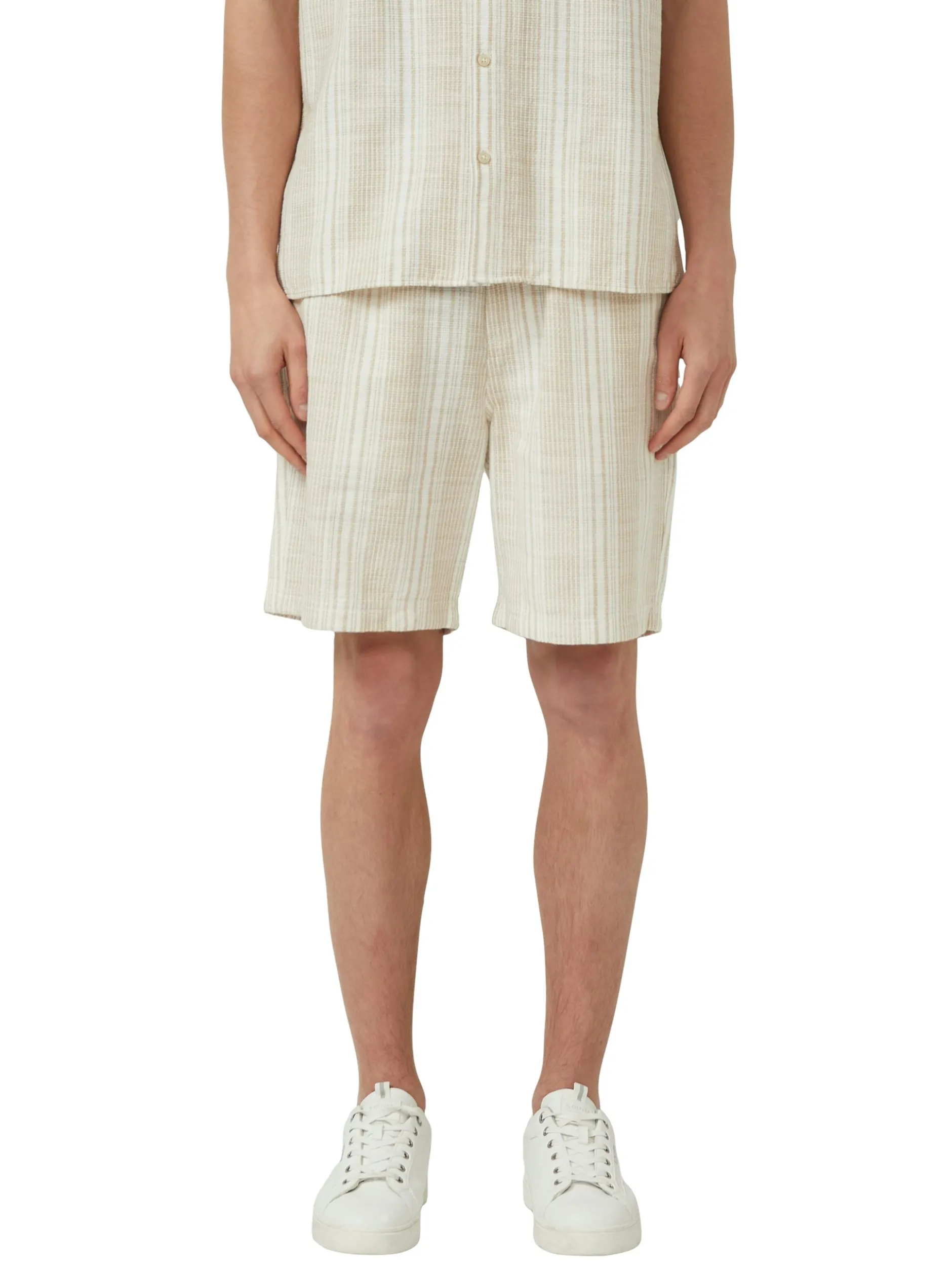 s.Oliver Herren Shorts in ecru beige - Länge: kurz