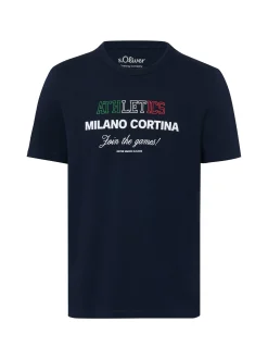s.Oliver Herren T-Shirt in marine weiß - Ärmel: kurzarm
