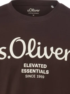 s.Oliver Herren T-Shirt in schoko - Ausschnitt: Rundhals