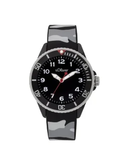 s.Oliver Jungen Armbanduhr - Camouflage in grau