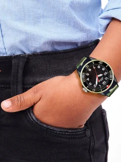 s.Oliver Jungen Armbanduhr - Camouflage in grün