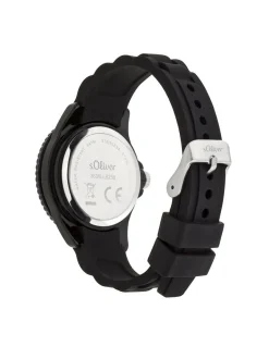 s.Oliver Jungen Armbanduhr - mit coolen Neon Details in schwarz