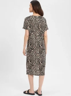 soyaconcept® Damen Kleid mit Leinen-Anteil - SC-Lenise 6 in schwarz beige