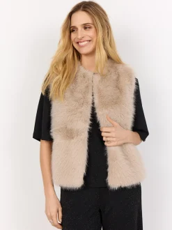soyaconcept® Damen Kunstfell-Weste - SC-Naida in kitt