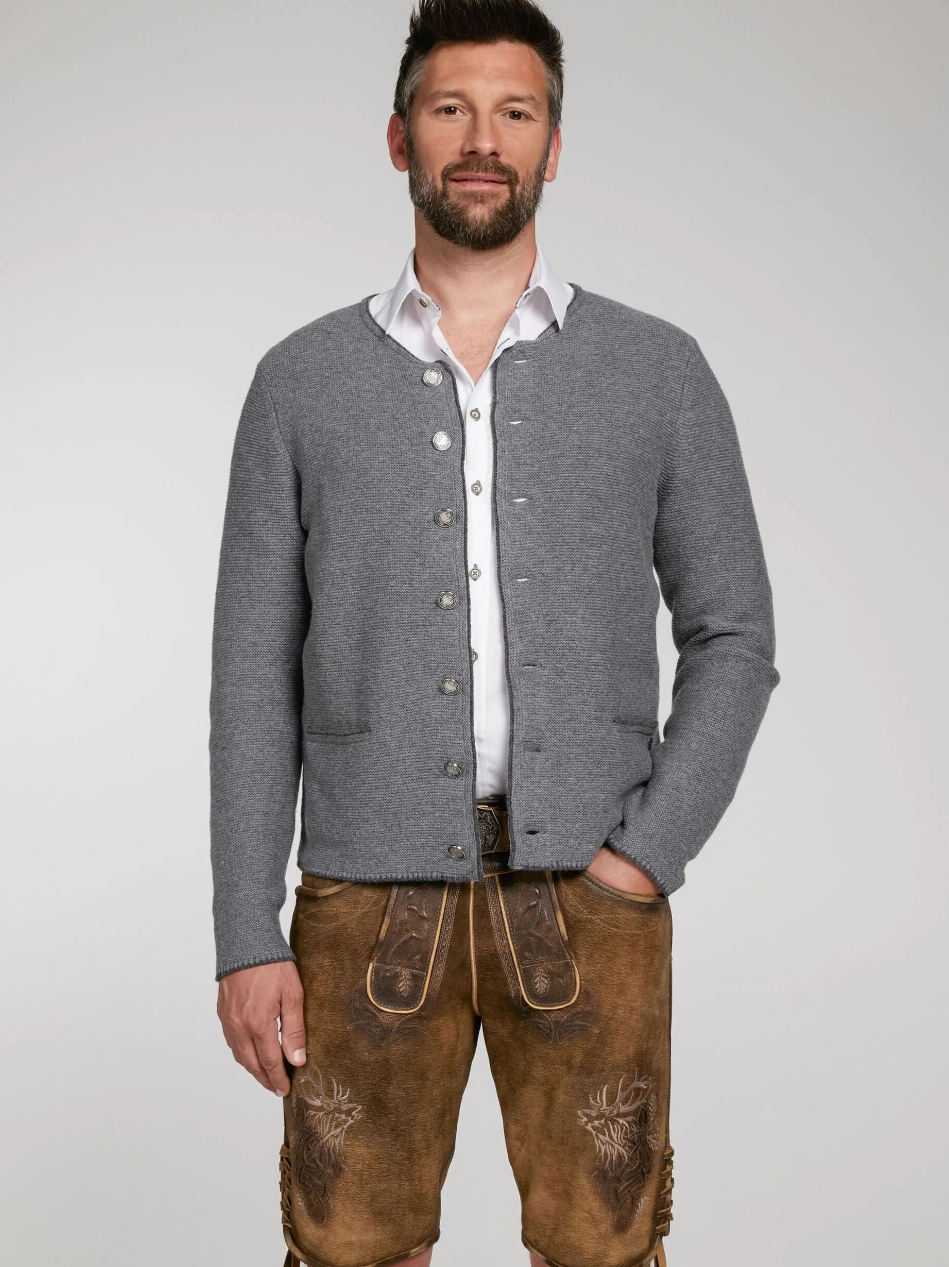 Spieth & Wenksy Herren Strickjacke - Pocking in grau