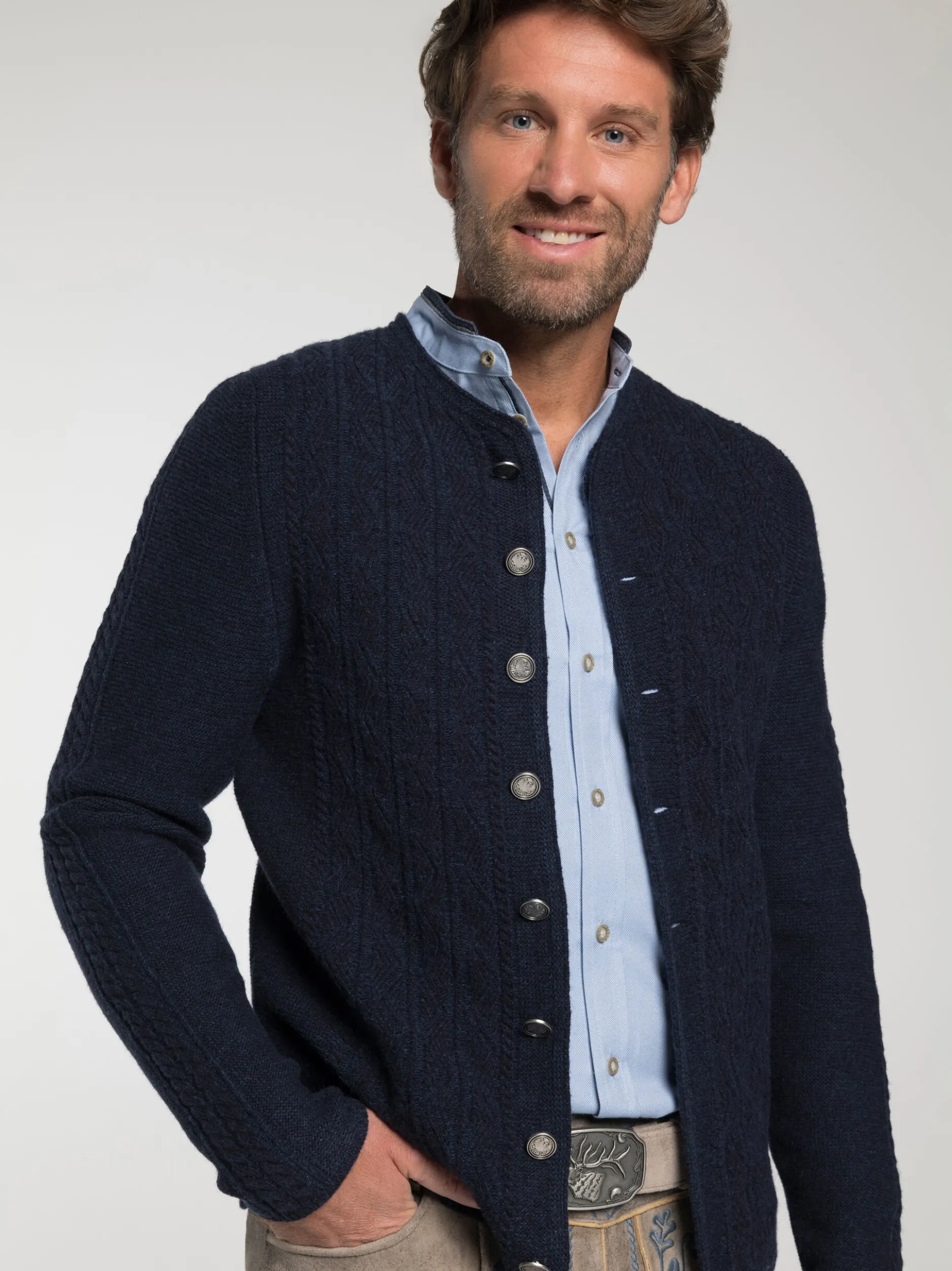 Spieth & Wenksy Herren Trachtenstrickjacke - Gent in blau