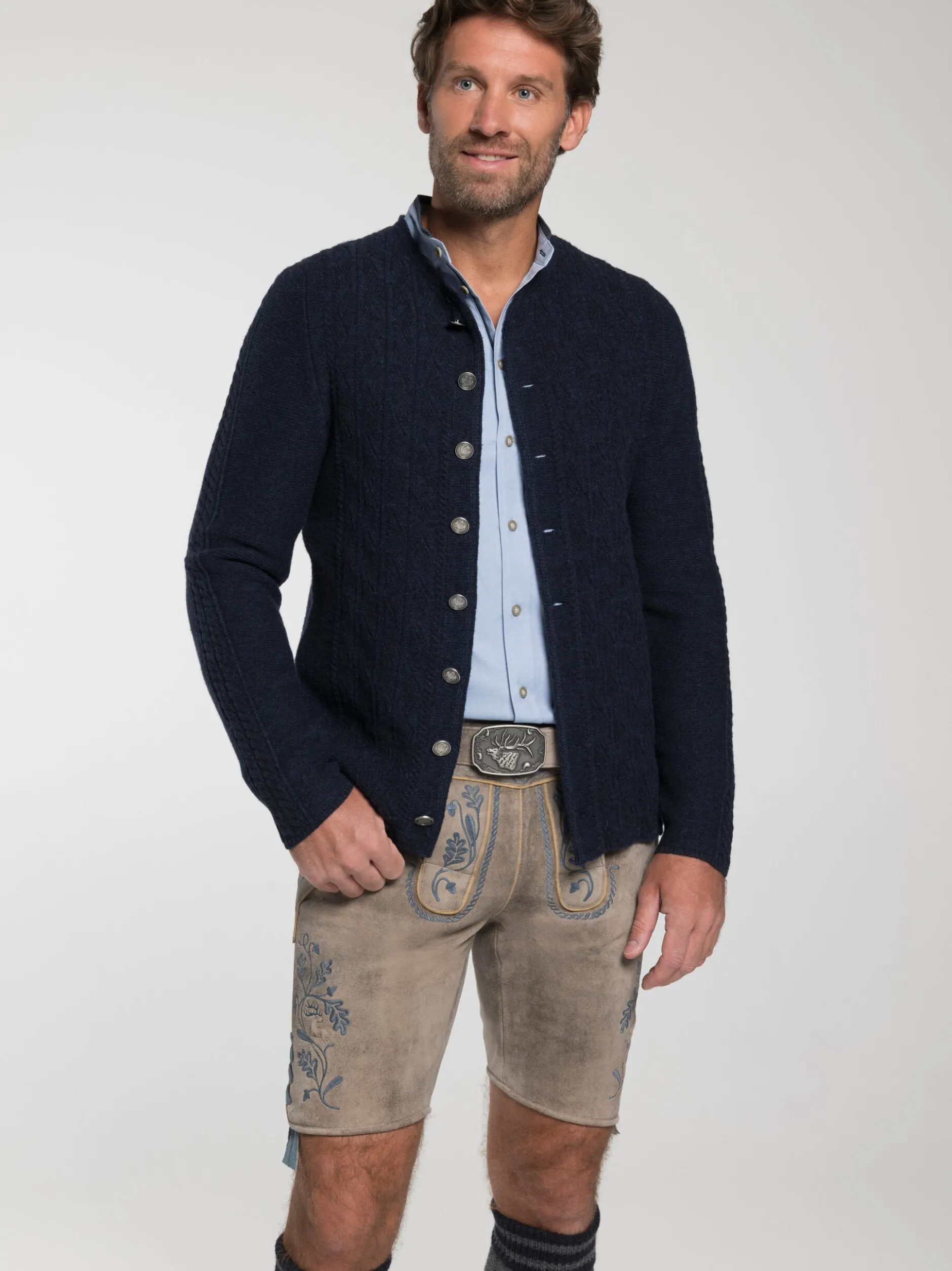 Spieth & Wenksy Herren Trachtenstrickjacke - Gent in blau