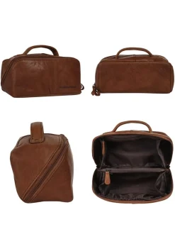 Spikes & Sparrow Unisex Kulturtasche in cognac