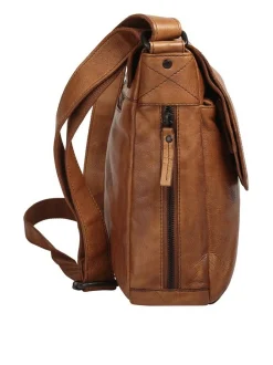 Spikes & Sparrow Unisex Messenger in cognac
