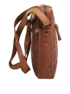 Spikes & Sparrow Unisex Umhängetasche in cognac