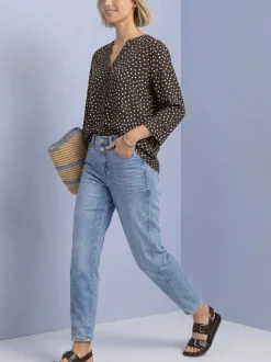 Street One Damen Bluse in schoko beige - Ärmel: 3/4 Arm