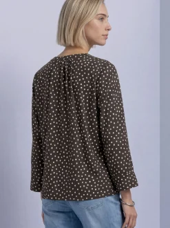 Street One Damen Bluse in schoko beige - Ärmel: 3/4 Arm