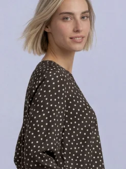 Street One Damen Bluse in schoko beige - Ärmel: 3/4 Arm