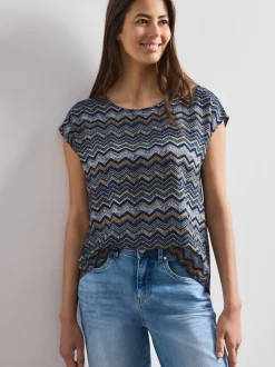 Street One Damen Blusenshirt in indigo mehrfarbig