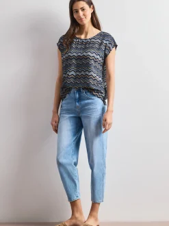 Street One Damen Blusenshirt in indigo mehrfarbig