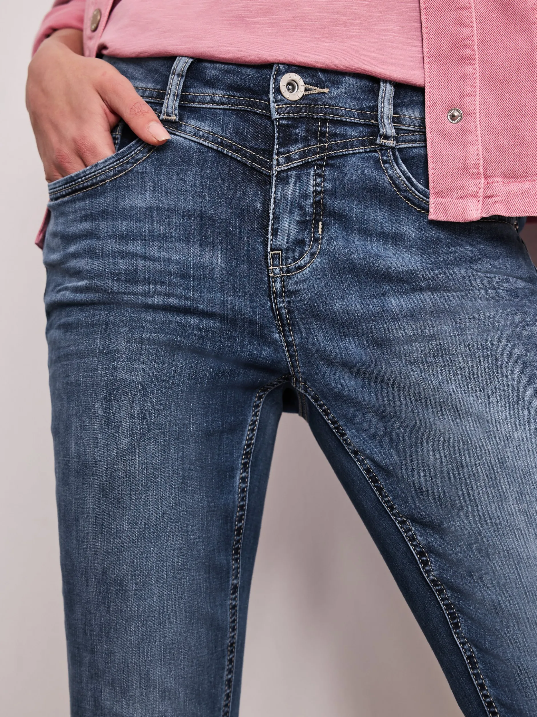 Street One Damen Capri-Jeans in medium stone