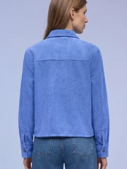 Street One Damen Cordbluse in blau - Ärmel: langarm